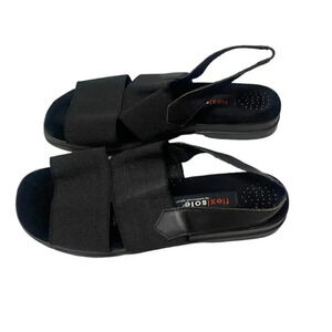Flexisole womens size 8.5 black comfy sandals shoes‎ flat